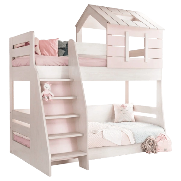 Kids bunk bed PINK HOUSE - left