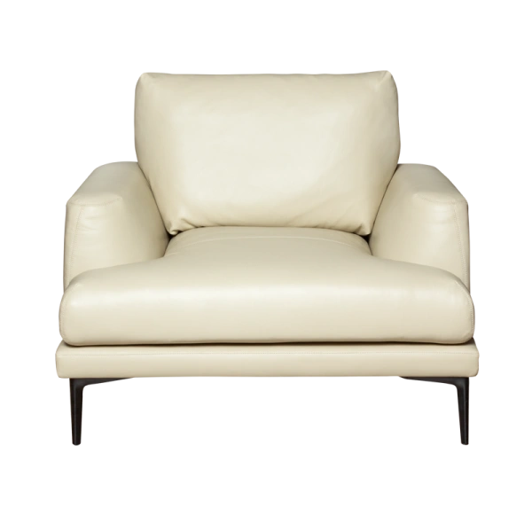 Leather sofa 1-seater GRASTEN LUX - cream
