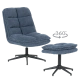 Armchair with stool JANET - blue