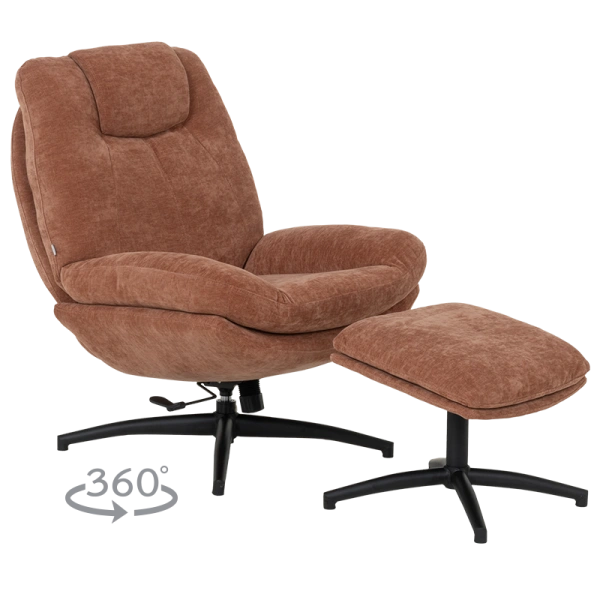 Armchair with stool PORTO - ocher