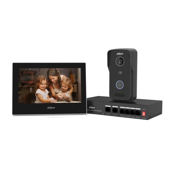 Комплект еднофамилна видеодомофонна система Dahua KTP03/VTO2111D-P-S3/VTH2621G-P