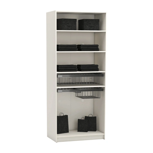 2 doors wardrobe with baskets YORK - cream