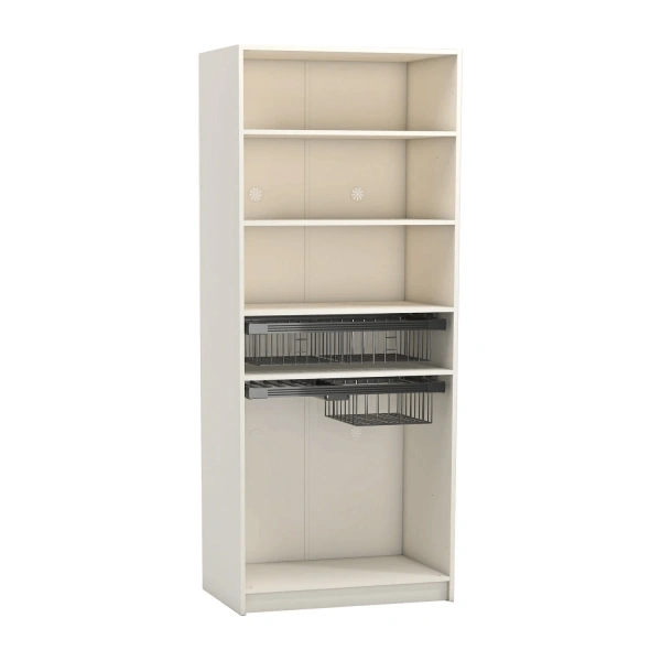 2 doors wardrobe with baskets YORK - cream