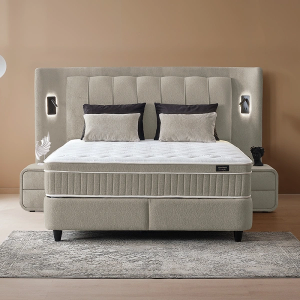 Boxspring bed with matress JULIE 160 x 200 - beige 04