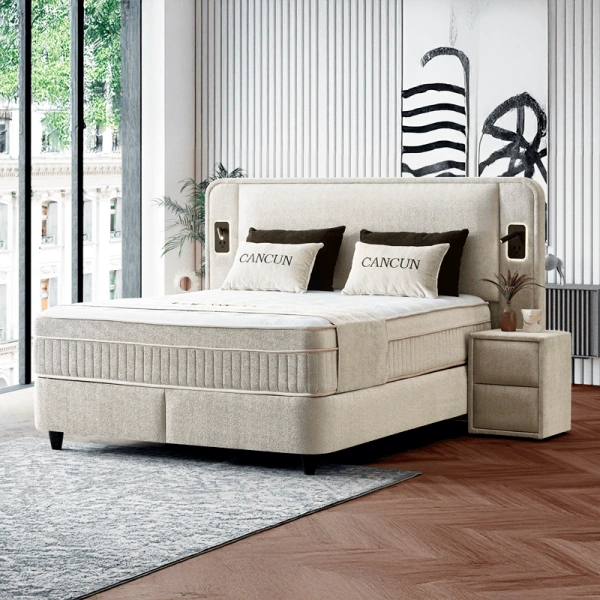 Boxspring bed CANCUN 160 x 200 - cream 01