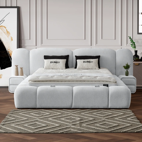 Boxspring bed BUMBY 160 x 200 - light grey 21