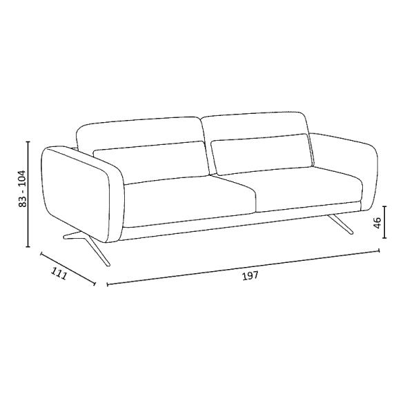 Sofa 3-seater ILUSIO - light grey
