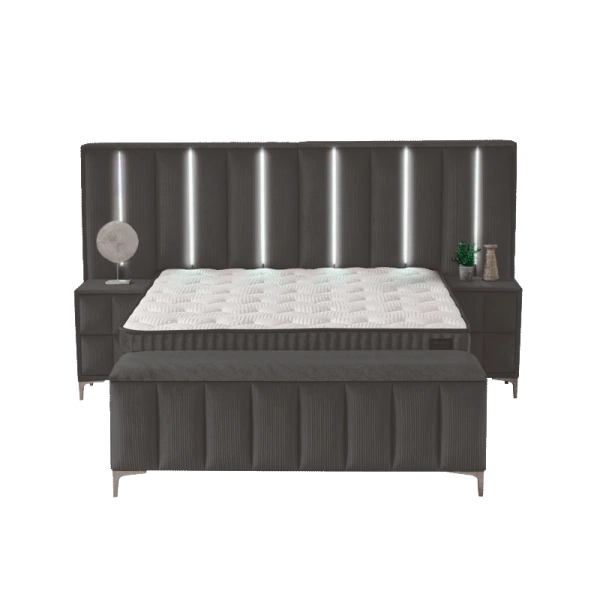 Boxspring bed MOONLIGHT 180 x 200 - grey 190