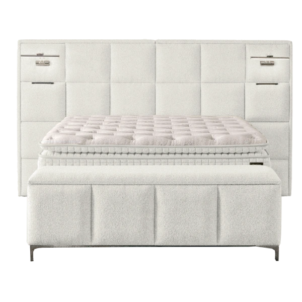 Тапицирана пейка с ракла за спалня I SLEEP 180 x 200 - слонова кост SY