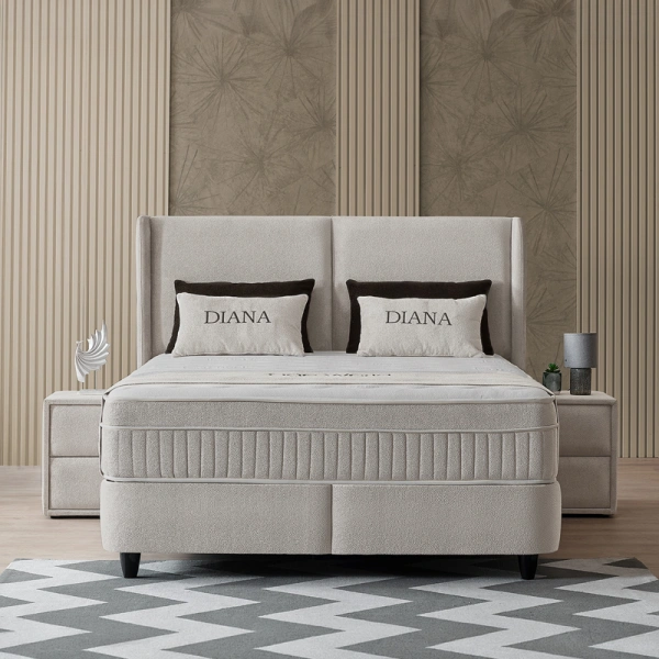 Тапицирана спалня с матрак DIANA 140 x 200 - перла SY