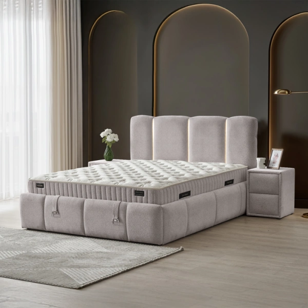 Тапицирана спалня с матрак ALLURE 160 x 200 - крем 020