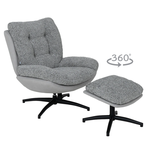 Sofa with stool CHAVES - grey