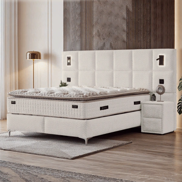 Boxspring bad with matress IBIZA 160 x 200 - cream AN