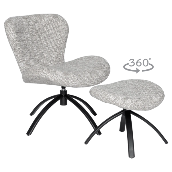 Sofa with stool HAMS - grey