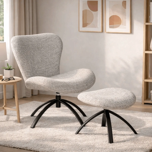 Sofa with stool HAMS - grey