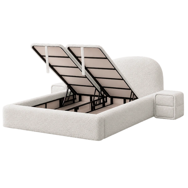 Bed with mattress LUNAMORE 140 x 200 - cream AN