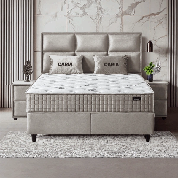 Boxspirng bed with mattress CARIA 160 x 200 - pearl SY
