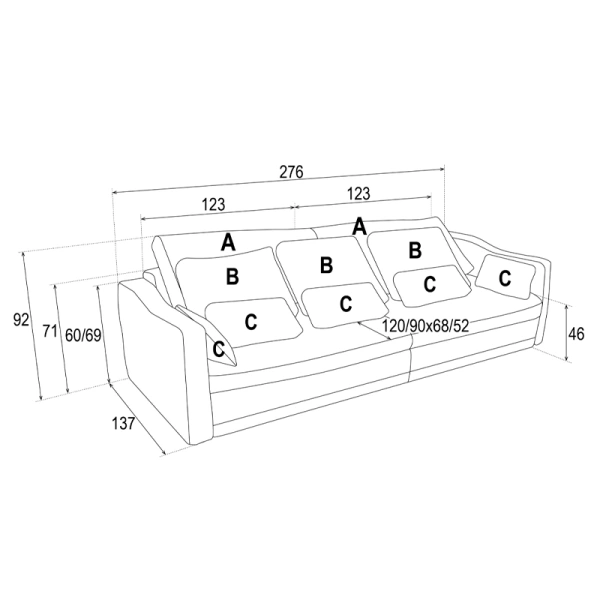 Sofa 3-seater EVORA