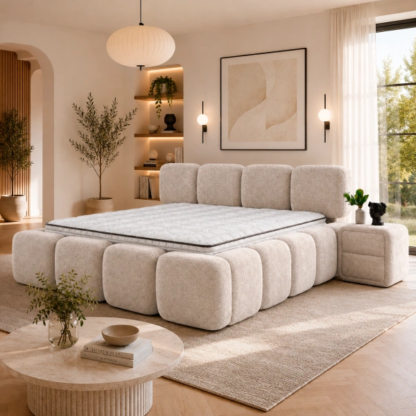 Boxspring bed LEGO 160x200 - cream 02
