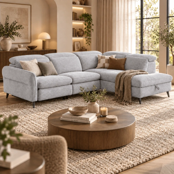 Corner sofa PORTICI LUX - grey